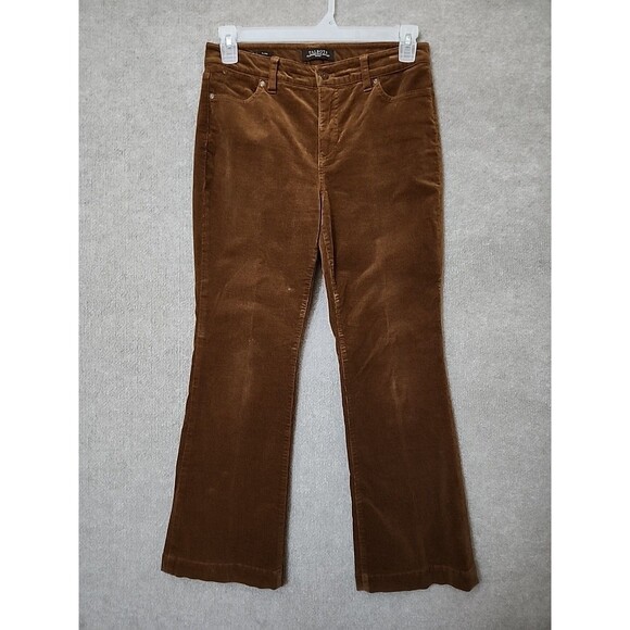 Talbots Flare Flawless Five-Pocket Corduroy Pants Womens 8 Petite Brown Stretch - Picture 1 of 9